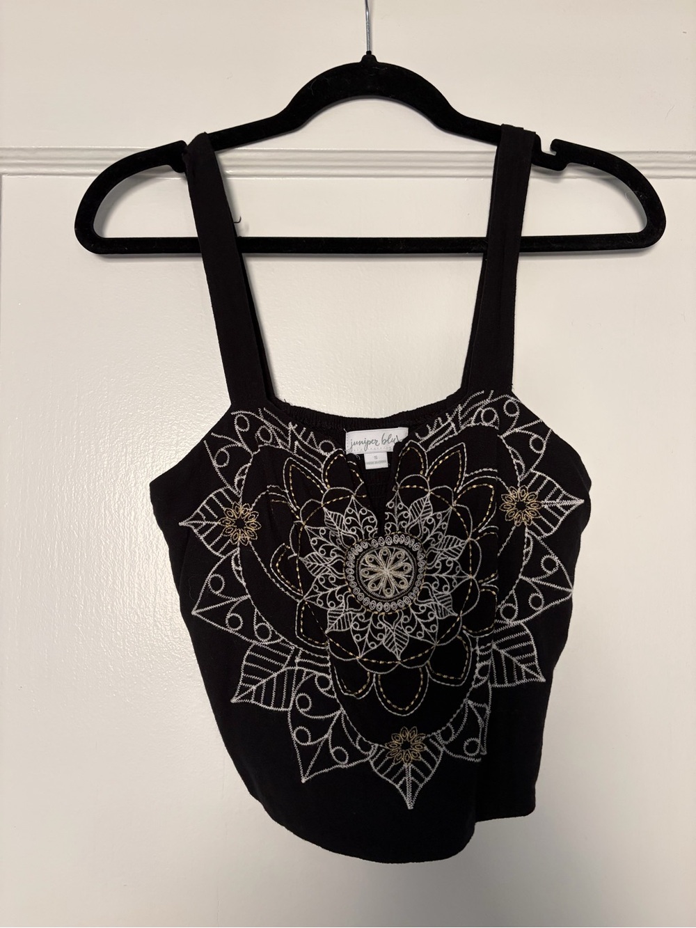 Black Embroidered Tank Top - Vintage Havana